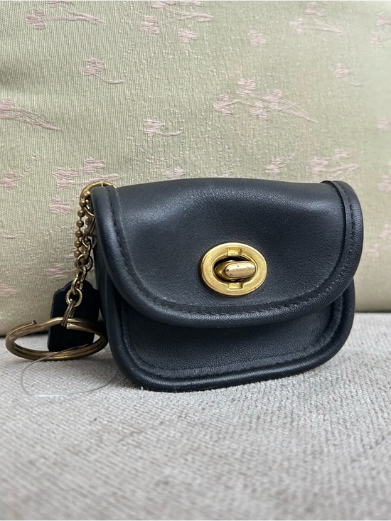 Coach Handbags - Vintage Coach Black Leather Mini Key Bag with Gold Turnlock